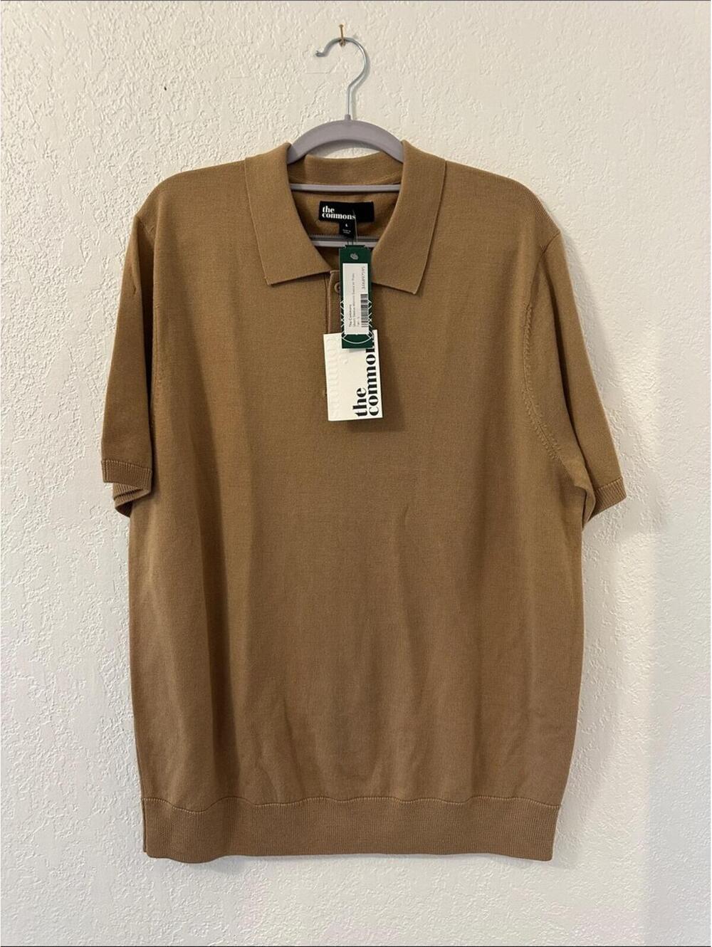 The Common Men’s Short Sleeve Polo Brown Sweater